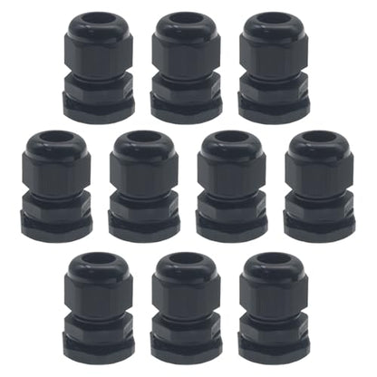 10 Pcs Black M20x1.5 Waterproof Cable Glands Joints Adjustable 6-12mm Cable Connectors Compression Cable Glands with Locknuts (IP68) - color: Black