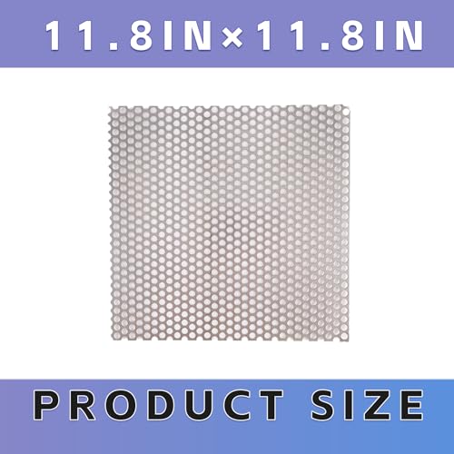 304 Stainless Steel Perforated Metal Sheets - Mesh Plate for Ventilation, Decoration & Equipment Protection (11.8in x 11.8in, Hole 0.32in)