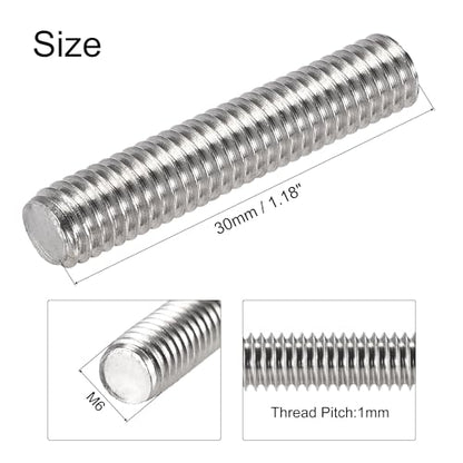 uxcell 10Pcs M6 x 30mm Fully Threaded Rod 304 Stainless Steel Right Hand Threads,M6-1.0 Thread Pitch - size: M6 x 30mm