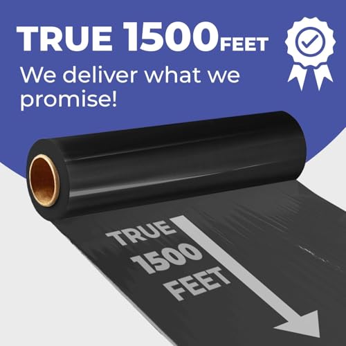 Rosmonde Bulk Black Plastic Wrap, 18" x 1500 ft, 20 Rolls Pack, 80 Gauge - color: Black, size: 20 Pack