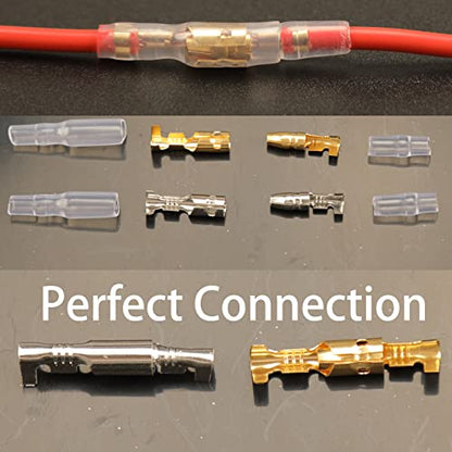 Feggizuli 400PCS 3.9mm Bullet Connectors Male and Female, Brass Bullet Terminal Connectors with Insulation Sleeve, Crimp Terminal Connectors Automotive Electrical Connectors Motorcycle Connector Kit - size: 400pcs