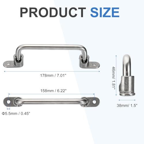 uxcell 304 Stainless Steel Folding Pull Handle (Hole Distance 6") - size: 6 Inch