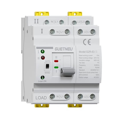 ATS Dual Power Automatic Transfer Switch, 4P 63A 220V Manual Switch - size: 4P