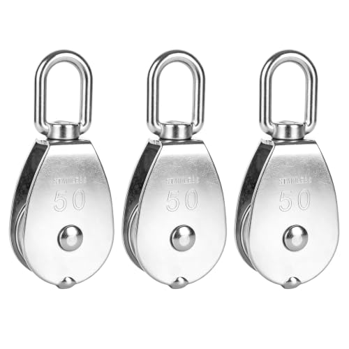 STARVAST 3Pcs M50 Lifting Single Pulley Loading 880 lbs - size: M50-3PCS