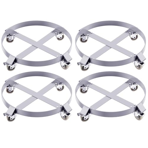 55 Gallon Drum Dolly, Heavy Duty 1000LBS Load Capacity Drum Cart,Non Tipping Hand Truck with 4 Swivel Casters Wheel for Warehouse Drum Handling - size: 4 pcs