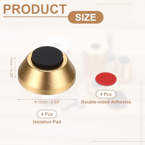 MECCANIXITY 4pcs Speaker Isolation Pad Feet 15x7mm Shockproof Gold - color: Gold, size: 15x7mm