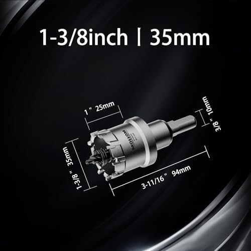 Mollom 1-3/8" (35mm) 2Pcs Heavy Duty Carbide Hole Saw with 3 Pilot bit - size: 35mm | 1-3/8" - 2PCS