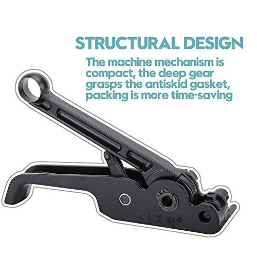 MYFAMIREA Upgraded Heavy Duty Poly Strapping Tensioner Sealer Cutter Manual Packing Tools Kit for 1/2"-3/4" Width Polyester Polyproplyn Strap(Black) - style: Tensioner-Black