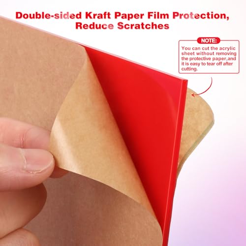Adrattnay Red Acrylic Panels 1/8" Thick, 3Pcs 8 x 8" Opaque Sheets for Laser Cutting & Engraving - color: Red