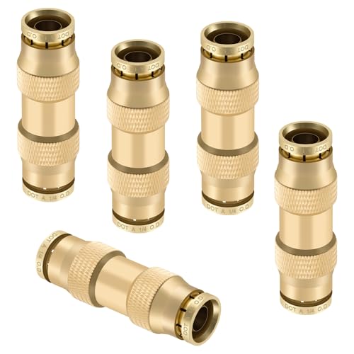 1/4" Straight Brass Union, DOT Approved Air Line Connector 5PCS - size: 1/4" OD 5PCS, style: Straight