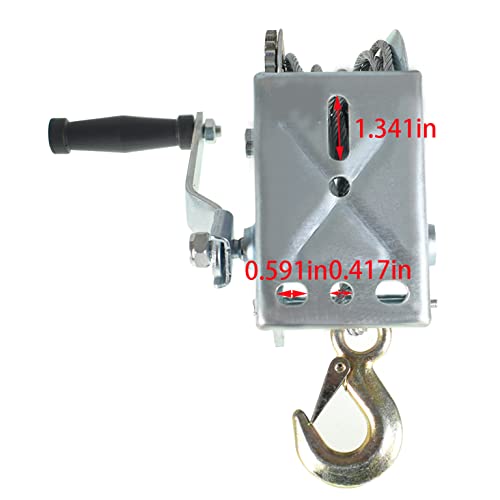 Hand Crank Winch 1600 lbs with Brake Come-Along Heavy Duty Steel Cable for Boat, Trailer, ATV