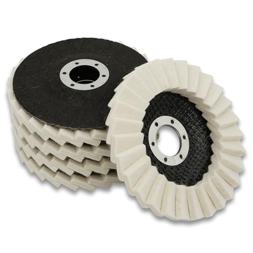 5 Pack Wool Felt Flap Polishing Disc Wheel,4-1/2" x 7/8" for Angle Grinder