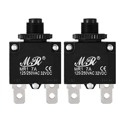 uxcell 2Pcs Thermal Overload Protector AC 125/250V 7A Push Button Reset Circuit Breaker