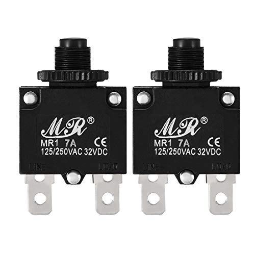 uxcell 2Pcs Thermal Overload Protector AC 125/250V 7A Push Button Reset Circuit Breaker