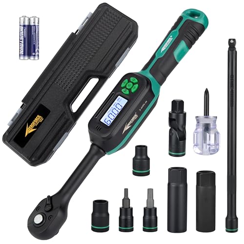 AEROFORCE 9PCS Magnetic Spark Plug Socket Set with a 3/8" Drive Digital Torque Wrench (6.8-135Nm), Includes 12-Point 14mm & 16mm Spark Plug Sockets for Cars, Motorcycles, lawnmowers - size: 9PC with Digital Torque Wrench