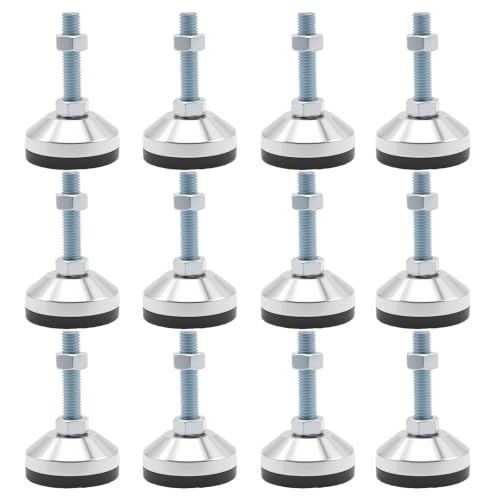 Adjustable Feet Levelers Leg Leveler 2.36" Dia Base, Adjustable Foot M12 Thread, Bracket 5280LB, Suitable for Cabinet, Table, Workbench, Machine (12)