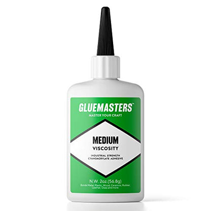 Professional Grade Cyanoacrylate (CA) Super Glue by GLUE MASTERS - 56 Grams - Medium Viscosity Adhesive for Plastic, Wood & DIY Crafts… - style: 2OZ MEDIUM VISCOSITY