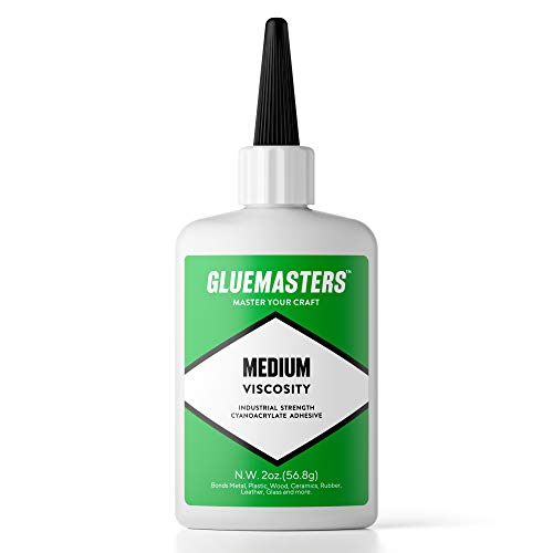 Professional Grade Cyanoacrylate (CA) Super Glue by GLUE MASTERS - 56 Grams - Medium Viscosity Adhesive for Plastic, Wood & DIY Crafts… - style: 2OZ MEDIUM VISCOSITY