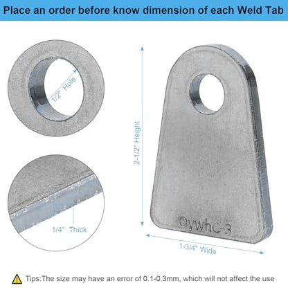 Weld On Tabs, Flat Bottom Shock Mount, 1/2" Hole, 1/4" Thick, 4 Pcs - color: Flat Mount-Big 1/4" Thick
