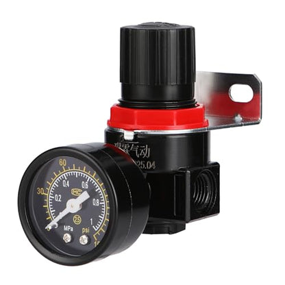 Aluminium Alloy Air Compressor Pressure Regulator Airtac AR2000 1/4'' PT with Bracket and Gauge 0-160 PSI Adjustable - style: Aluminium Alloy AR-2000