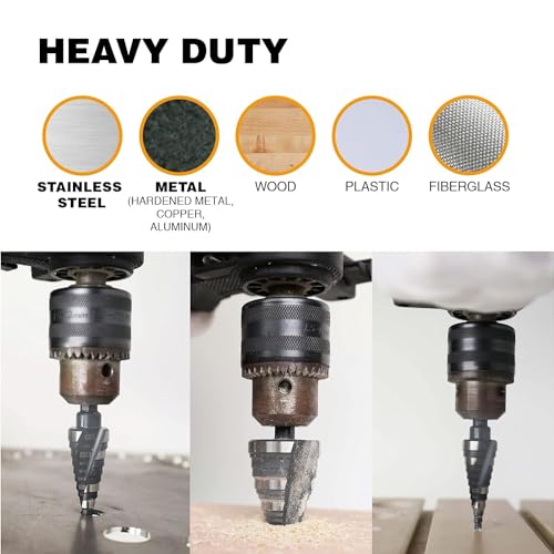 4mm-32mm Metric M2 Step Drill Bit Unibit for Hole Drilling - size: 5/32" to 1-1/4" (4 Spiral Flutes)
