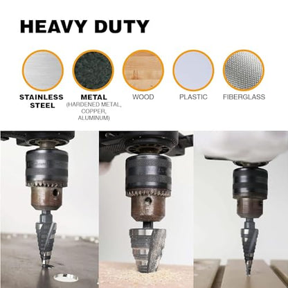 4mm-32mm Metric M2 Step Drill Bit Unibit for Hole Drilling - size: 5/32" to 1-1/4" (4 Spiral Flutes)