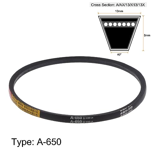 HARFINGTON A-650 V-Belts Drive Belt 650mm Inner 13mm Width 8mm Thickness Girth Rubber for Power Transmission - size: 650mm
