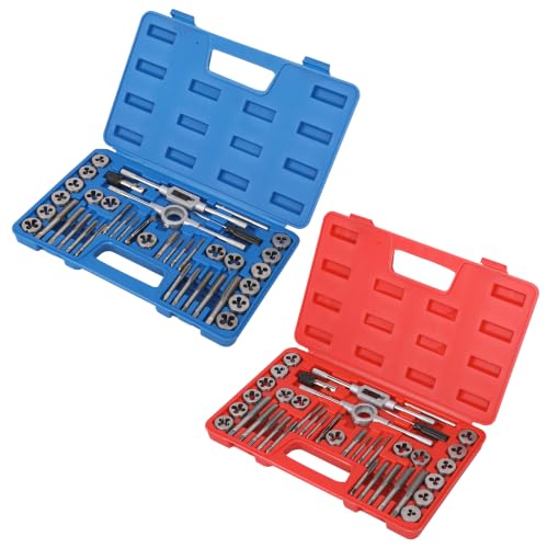 HURRICANE 80-Piece Tap and Die Set, SAE & Metric Threading Kit, GCr15 Steel, Thread Repair for Automotive & Workshop - size: 80 Pcs Metric & SAE