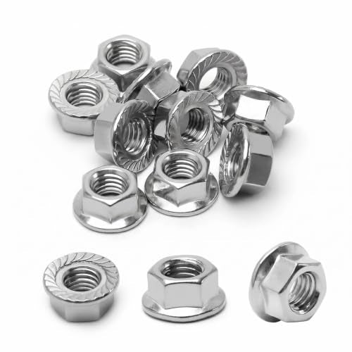 #10-24 (50 Pack) Flange Nuts Serrated Flange Hex Lock Nuts, Stainless Steel 18-8 (304), Bright Finish - size: #10-24