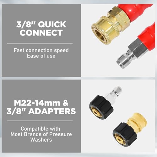 M MINGLE Pressure Washer Hose 100 FT x 3/8" - Replacement Power Wash Hose - size: 100 FT x 3/8"