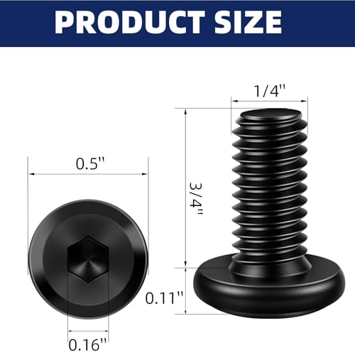 1/4-20 x 3/4" Flat Head Socket Head Screw Furniture Bolts Countersunk Connector Screws, Stainless Steel 18-8 (304), Black Oxide, Fully Threaded, 25 PCS - size: 1/4-20 x 3/4"