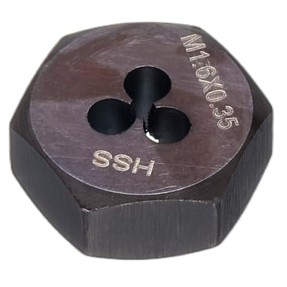 HARFINGTON Hex Threading Die M1.6 x 0.35 Metric Thread Right Hand High Speed Steel Rethreading Fixed Die Screw Cutting Tapping Repair Tool - size: M1.6 x 0.35