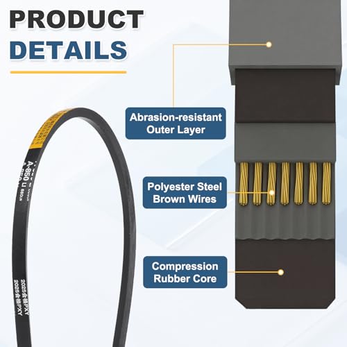 uxcell 3Pcs A850 Rubber V-Belt, 850mm Li x 13mm W x 8mm T, Classic Wrapped - size: A850
