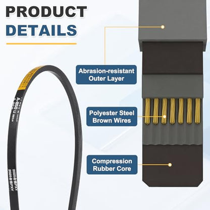 uxcell 3Pcs A850 Rubber V-Belt, 850mm Li x 13mm W x 8mm T, Classic Wrapped - size: A850