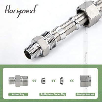 1/8 Compression Fitting, Stainless Steel 304 Tube Fittings,2 Pcs - size: NPT 1/8-1/8" O.D. 2 pcs