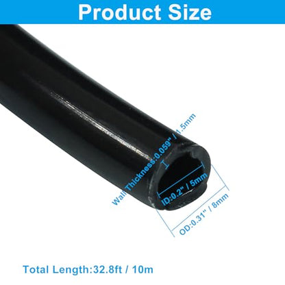 8mm x 5mm Pneumatic Tubing PU Polyurethane, Black, 32.8ft - color: Black, size: 8 x 5mm-32.8ft