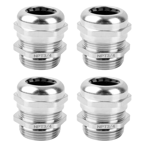 4 Pcs 3/4" NPT Nickel-Plated Copper Cable Gland - style: 3/4" NPT