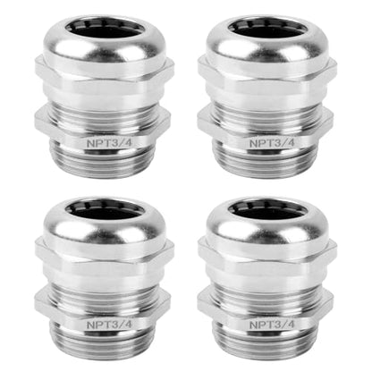 4 Pcs 3/4" NPT Nickel-Plated Copper Cable Gland - style: 3/4" NPT