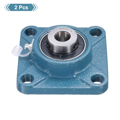 uxcell 2 Pcs UCF-201-8 Pillow Block Bearings 1/2 Inch Bore Self Alignment Chrome Steel Bearing Units, 4-Bolt Square Flange Mounted, Solid Base - size: UCF-201-8