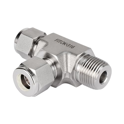 316 Stainless Steel Compression Fitting Male Run Tee 1/2" Tube OD x 1/2" Male NPT x 1/2" Tube OD, SS-TMT-FL8-NS8 - size: 1/2" OD x 1/2" MNPT x 1/2" OD