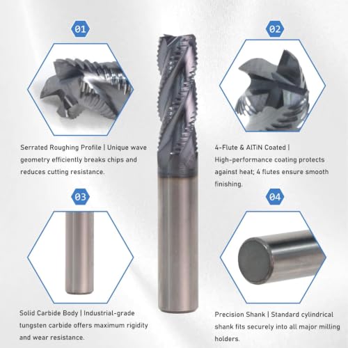 NZ 3/8" 4-Flute Roughing End Mill - size: 3/8*1*2-1/2*4F