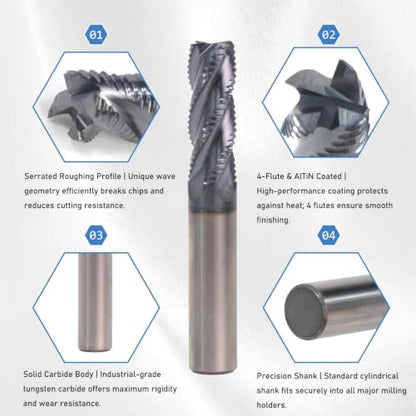 NZ 3/8" 4-Flute Roughing End Mill - size: 3/8*1*2-1/2*4F