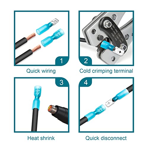 100 PCS Spade Connectors, Heat Shrink Spade Terminal 16-14 AWG - size: 16-14AWG, style: Spade Male