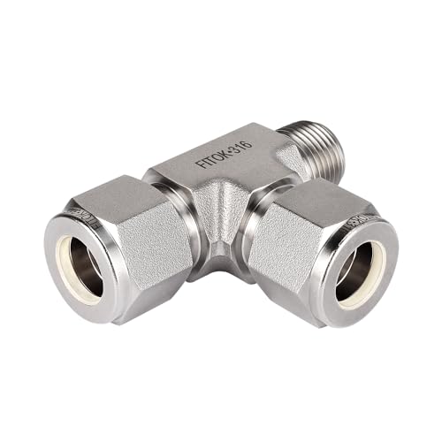 316 Stainless Steel Compression Fitting Male Run Tee 5/8" Tube OD x 1/2" Male NPT x 5/8" Tube OD, SS-TMT-FL10-NS8 - size: 5/8" OD x 1/2" MNPT x 5/8" OD
