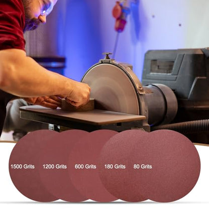 uxcell 12pcs 10-Inch PSA Sanding Discs, 80 Grits Aluminum Oxide Self Adhesive Stick Back Sandpapers, No-Hole Round Wet/Dry Sander Papers, Sand Auto Car Paint, Wood, Metal - size: 80 Grits