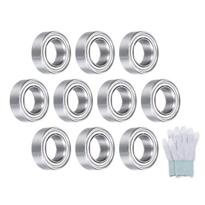 uxcell MR95ZZ Deep-Groove Ball Bearings for Rollers, 5mm x 9mm x 3mm Seal Bearings with Fiber Gloves, Double Metal Sealed Bearing Steel Skateboard Bearings 10Pcs - size: MR95ZZ