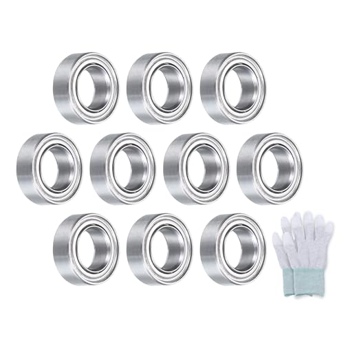 uxcell MR95ZZ Deep-Groove Ball Bearings for Rollers, 5mm x 9mm x 3mm Seal Bearings with Fiber Gloves, Double Metal Sealed Bearing Steel Skateboard Bearings 10Pcs - size: MR95ZZ