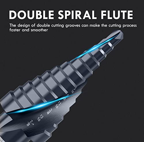 3/16"-7/8" Double Sprial Flute M35 Cobalt Step Drill Bit - size: 3/16"-7/8"(2 Flute)
