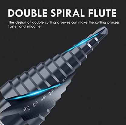 3/16"-7/8" Double Sprial Flute M35 Cobalt Step Drill Bit - size: 3/16"-7/8"(2 Flute)