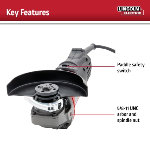 Lincoln Electric K5447-1 11 Amp 4.5in Angle Grinder with 10ft Power Cord